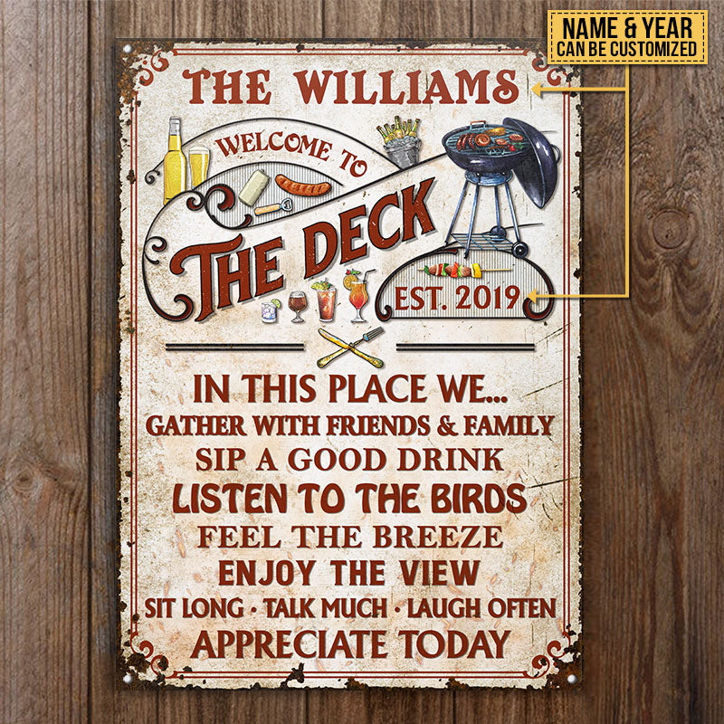 Personalized Deck Grilling Red Gather With Friends Custom Classic Metal Signs