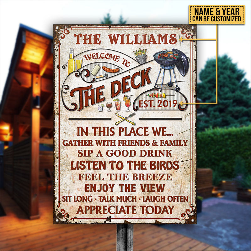 Personalized Deck Grilling Red Gather With Friends Custom Classic Metal Signs