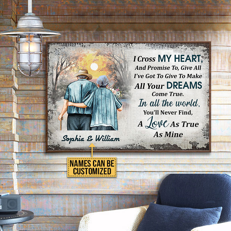 Personalized Family Old Couple I Cross My Heart Custom Poster