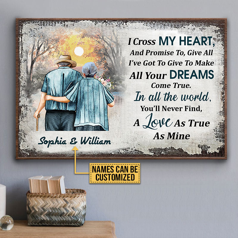 Personalized Family Old Couple I Cross My Heart Custom Poster