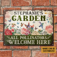 Personalized Garden Pollinators Welcome Here Customized Classic Metal Signs