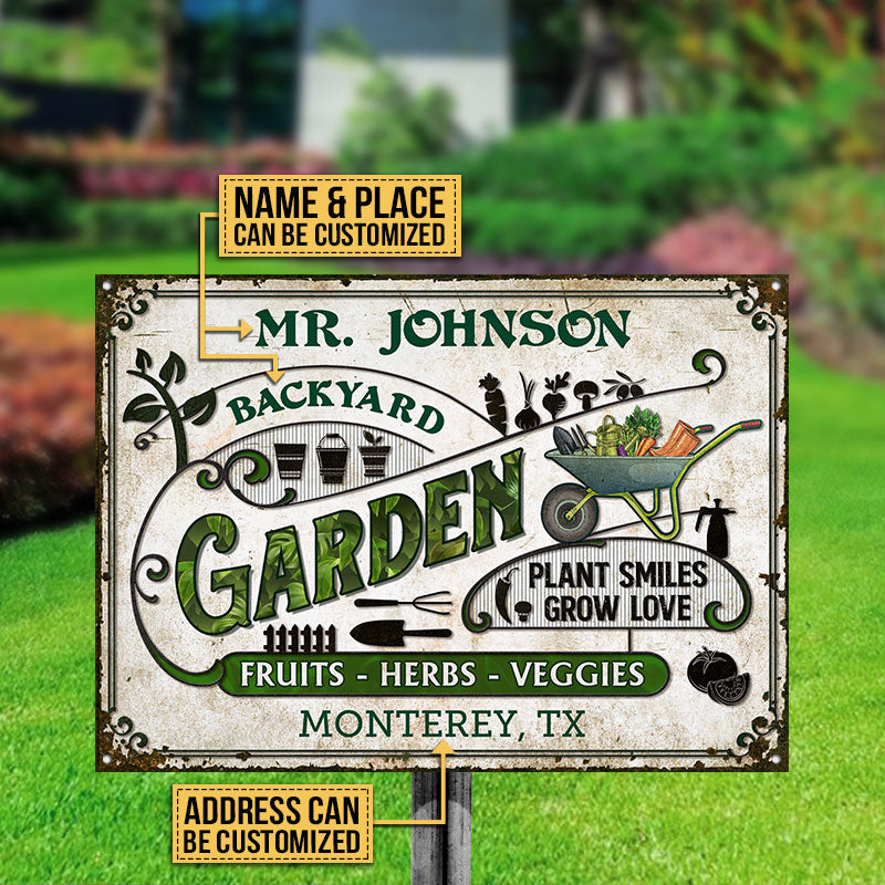 Panneaux métalliques classiques personnalisés avec sourires de plantes potagères de jardin
