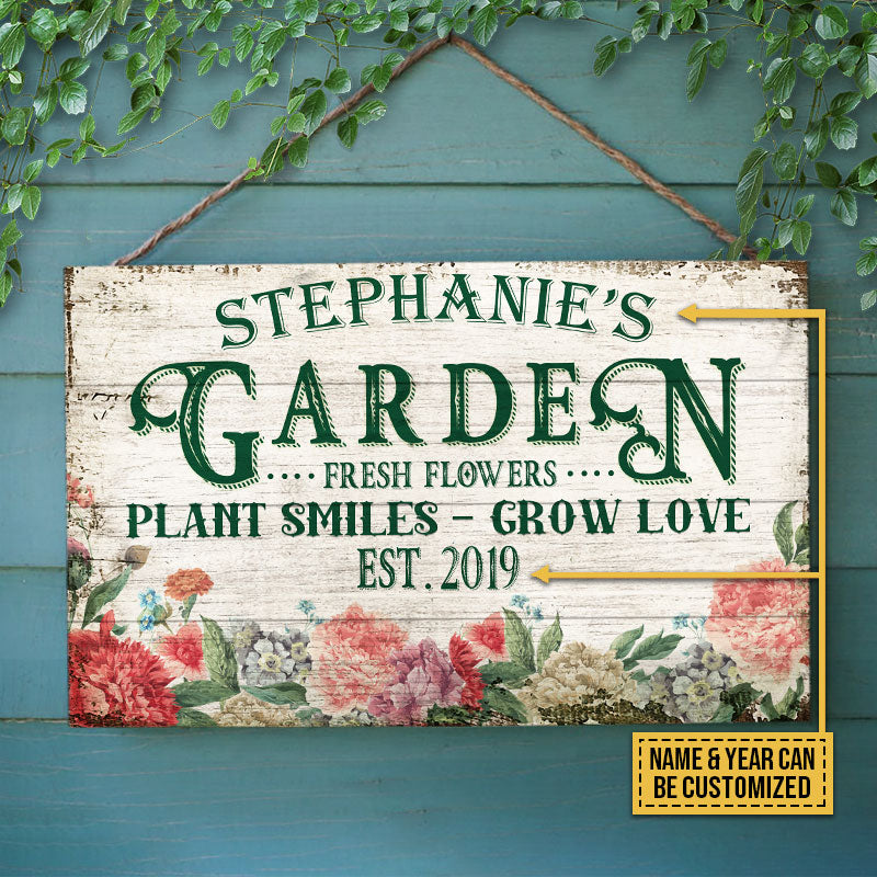 Personalized Gardening Grow Love Customized Wood Rectangle Sign