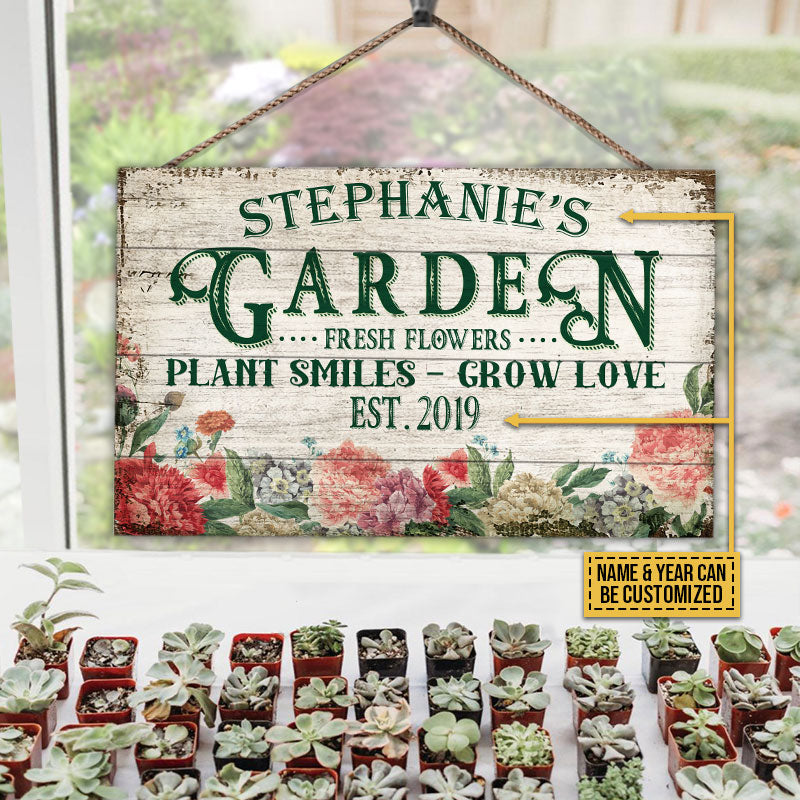 Personalized Gardening Grow Love Customized Wood Rectangle Sign