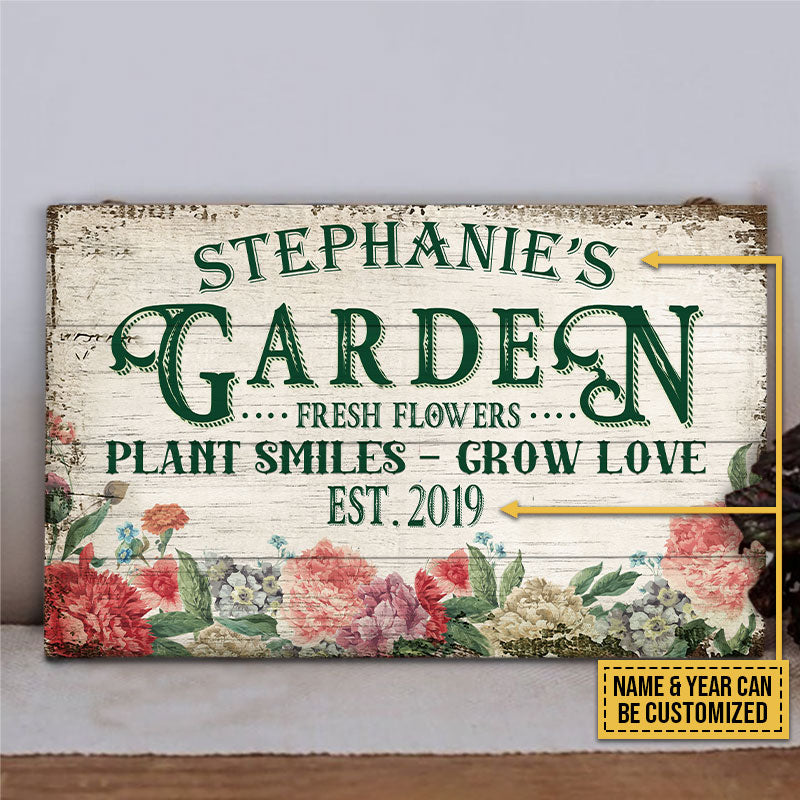 Personalized Gardening Grow Love Customized Wood Rectangle Sign
