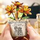 Gift For Bestie,Old Best friends,Love - Custom Photo Pencil Sketch A True Friendship Is A Journey Without An End - Personalized Glass Flower Plant Pot