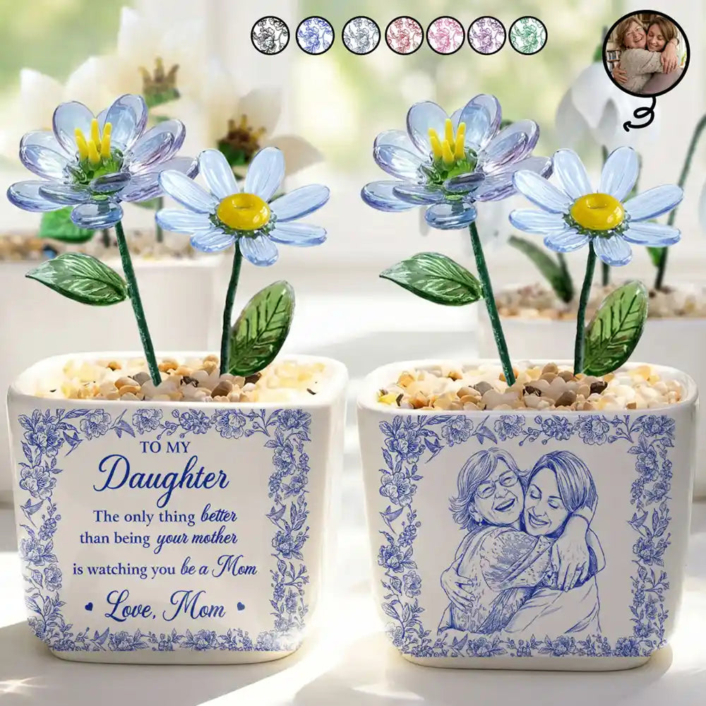 Custom Photo Pencil Sketch The Only Thing Better Than Being Your Mother - Personalized Glass Flower Plant Pot