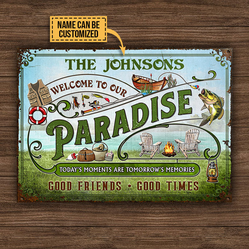 Personalized Lake Paradise Tomorrow's Memories Custom Classic Metal Signs