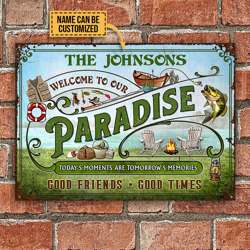 Personalized Lake Paradise Tomorrow's Memories Custom Classic Metal Signs