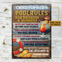 Personalized Pool Rules For Drinkers Customized Classic Metal Signs