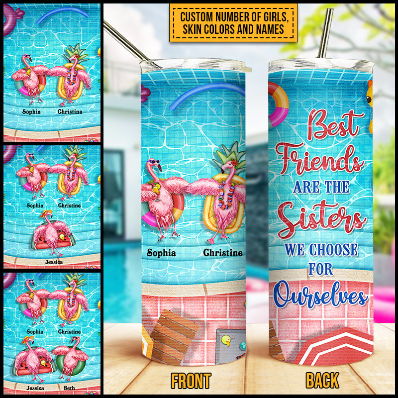 Swimming Flamingo Bestie Choose For Ourselves Custom Skinny Tumbler