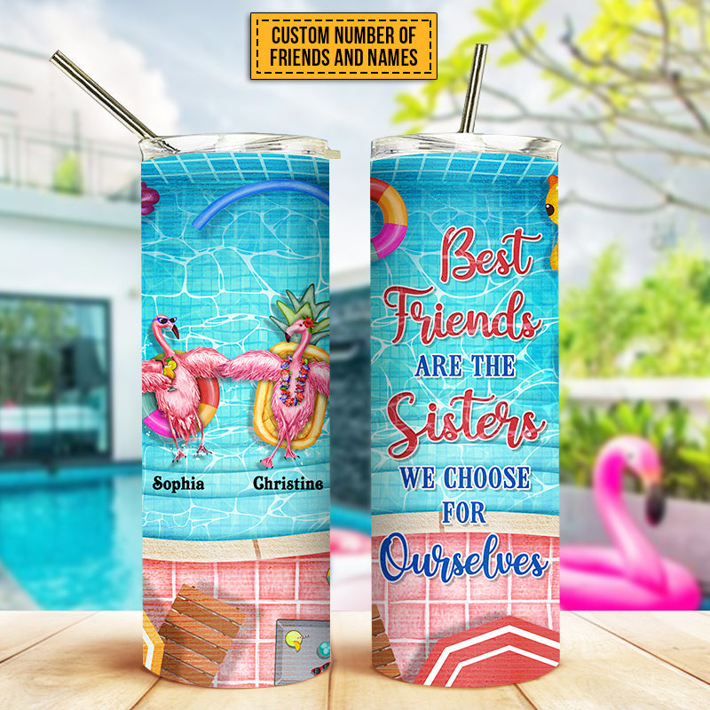 Swimming Flamingo Bestie Choose For Ourselves Custom Skinny Tumbler