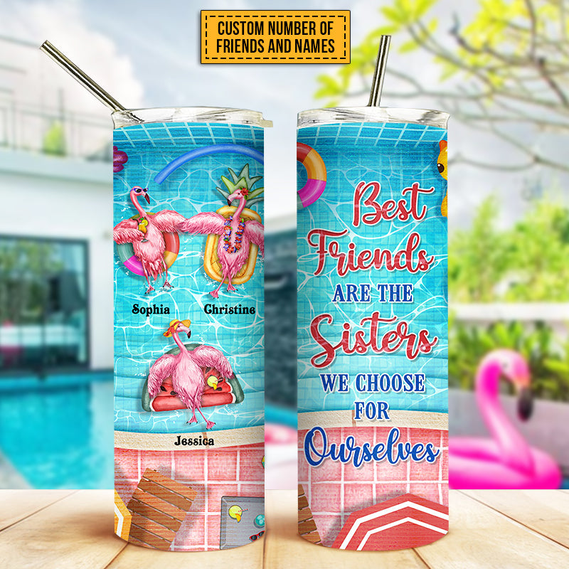 Swimming Flamingo Bestie Choose For Ourselves Custom Skinny Tumbler