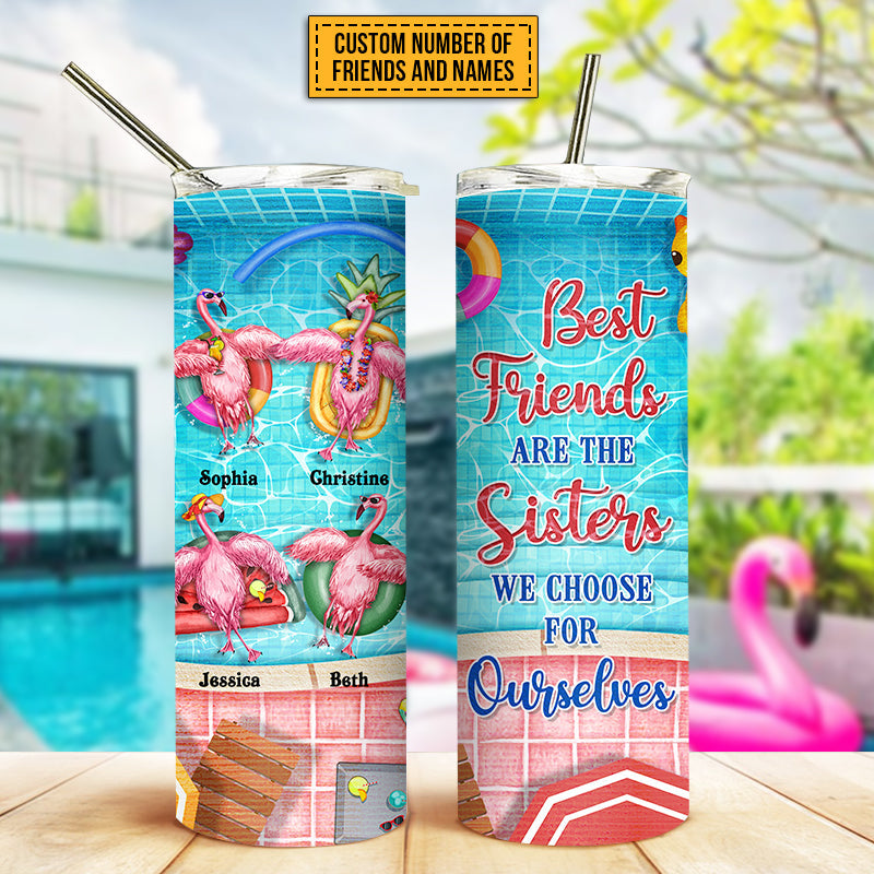 Swimming Flamingo Bestie Choose For Ourselves Custom Skinny Tumbler