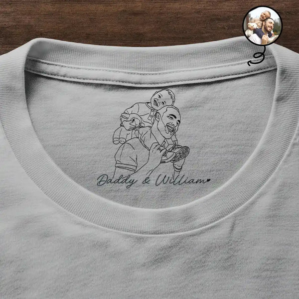 Gift For Mother,Gift For Father,Love,New Dad,New Mom - Custom Photo Pencil Sketch Art Family Dog Cat Portrait - Personalized T Shirt