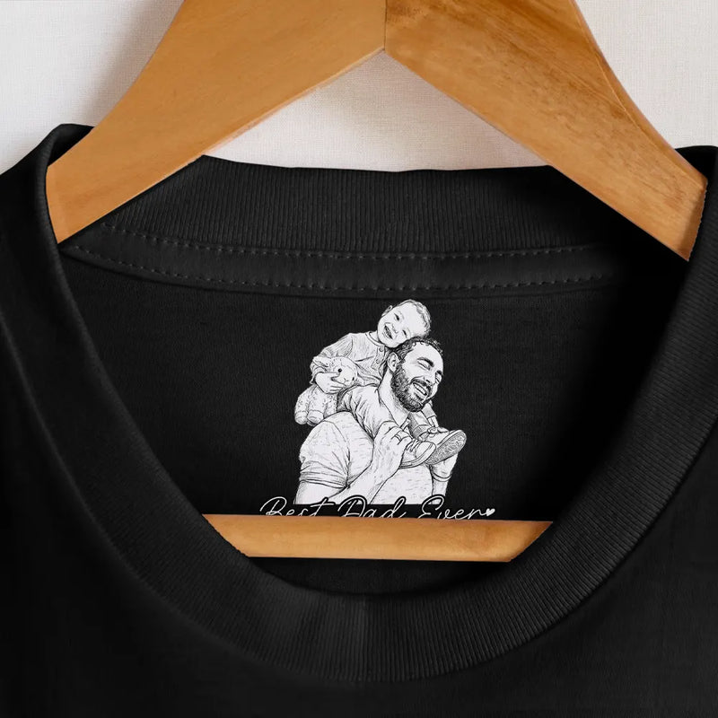 Gift For Mother,Gift For Father,Love,New Dad,New Mom - Custom Photo Pencil Sketch Art Family Dog Cat Portrait - Personalized T Shirt