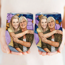 Gift For Wife,Gift For Mother,Gift For Grandma,Gift For Grandparents,Family,Love - Custom Photo Stained Glass Portrait Mom Grandma Parents Family - Personalized Wine Tumbler