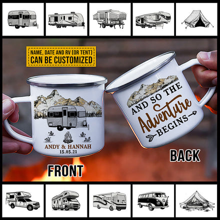 Personalized Camping Adventure Begins Customized Campfire Mug