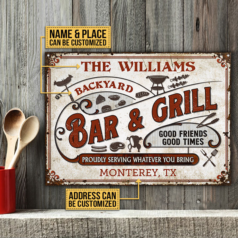 Personalized Grilling Proudly Serving Color Customized Classic Metal Signs