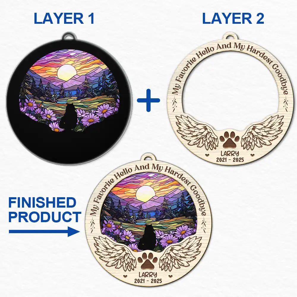 Christmas,Sad,Pet Lovers,Memorial - Pet Angel Forever Loved - Personalized 2-Layered Mix Ornament