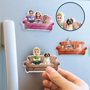 Pet Lovers, Pet Mom, Pet Dad, Pet Couple - Pet Couple Pet Mom And Dad - Personalized Acrylic Fridge Magnet
