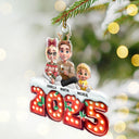 Christmas, Pet Lovers, Pet Couple, Happy - Pet Couple Sitting Marquee Effect - Personalized Custom Shaped Acrylic Ornament