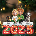 Christmas, Pet Lovers, Pet Couple, Happy - Pet Couple Sitting Marquee Effect - Personalized Custom Shaped Acrylic Ornament