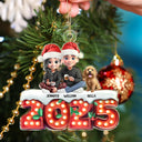 Christmas, Pet Lovers, Pet Couple, Happy - Pet Couple Sitting Marquee Effect - Personalized Custom Shaped Acrylic Ornament