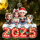 Christmas, Pet Lovers, Pet Couple, Happy - Pet Couple Sitting Marquee Effect - Personalized Custom Shaped Acrylic Ornament