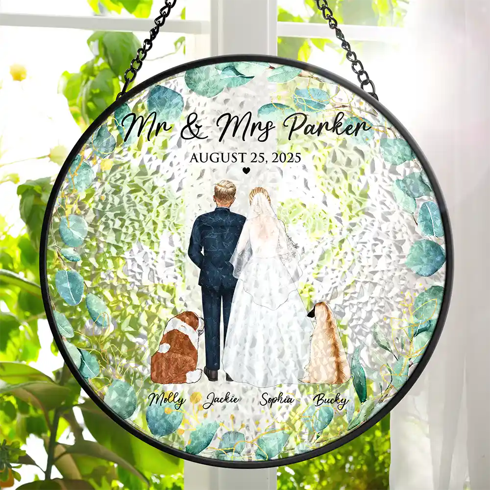 Pet Couple,Love - Pet Couple Wedding - Personalized Stained Glass Window Hanging Suncatcher