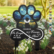 Pet Lovers,Pet Mom,Pet Dad,Memorial - Pet Forever In My Heart Always Loved - Personalized Metal Garden Stake