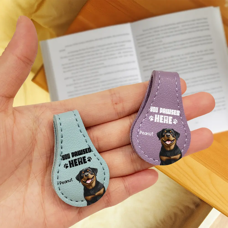 Reading, Gift For Yourself, Gift For Women, Happy - Pet Lovers Funny You Pawsed Here - Personalized Circle Leather Magnetic Bookmark
