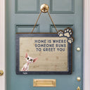 Pet Lovers,Pet Mom,Pet Dad,Happy - Pet Lovers Where Someone Runs To Greet You - Personalized Custom Shaped Wood Sign