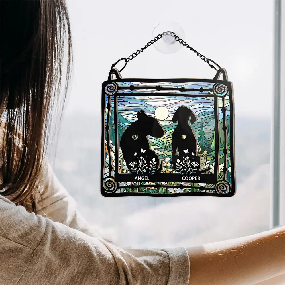 Memorial, Pet Lovers, Pet Mom, Pet Dad, Dog Lovers, Dog Mom, Dog Dad, Sad - Pet Memorial My Hardest Goodbye - Personalized Window Hanging Suncatcher Ornament