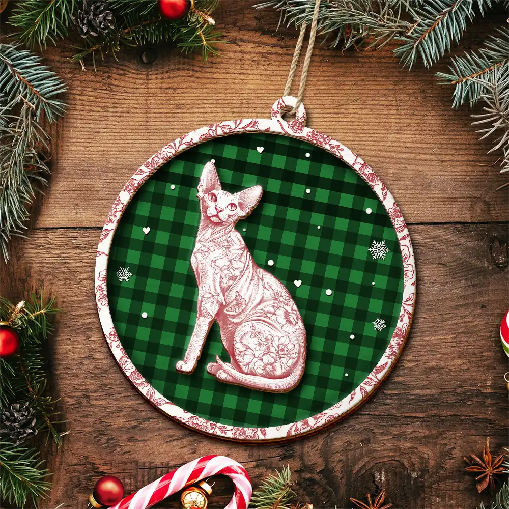 Pet Lovers,Love,Christmas,Memorial - Pet Memorial Toile De Jouy Dog Cat - Personalized 2-Layered Wooden Ornament