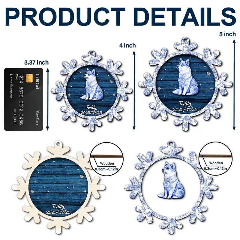 Pet Lovers,Love,Christmas,Memorial - Pet Memorial Toile De Jouy Dog Cat - Personalized 2-Layered Wooden Ornament