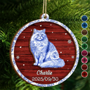 Pet Lovers,Love,Christmas,Memorial - Pet Memorial Toile De Jouy Dog Cat - Personalized 2-Layered Wooden Ornament