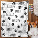 Custom Photo,Pet Lovers,Happy - Pet Name With Paw Print - Personalized Pet Blanket