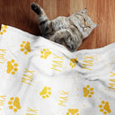 Custom Photo,Pet Lovers,Happy - Pet Name With Paw Print - Personalized Pet Blanket