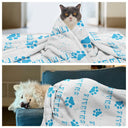 Custom Photo,Pet Lovers,Happy - Pet Name With Paw Print - Personalized Pet Blanket
