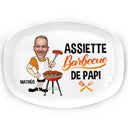 Gift For Husband,Gift For Boyfriend,Gift For Yourself,Gift For Men,Gift For Father,Dad's Hobby,Gift For Grandpa,Grandpa's Hobby,Grilling,French,Happy,Gift For Grandparents,Non-Eng,Photo,Icon,Playful - Photo Personnalisable Assiette Barbecue De Papa - Assiette Personnalisée