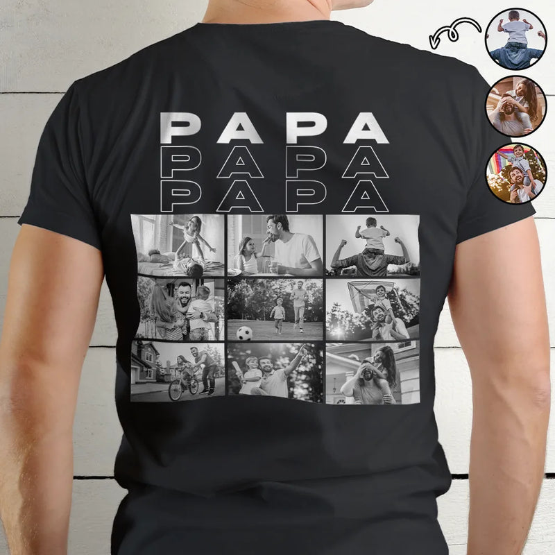 Gift For Husband,Parents,Gift For Yourself,Gift For Men,Gift For Grandpa,Gift For Father,Love,French,Gift For Grandparents,Non-Eng,Photo,Sentimental - Photo Personnalisable En Noir Et Blanc Pour Papa Grand-Père - T-Shirt Personnalisé