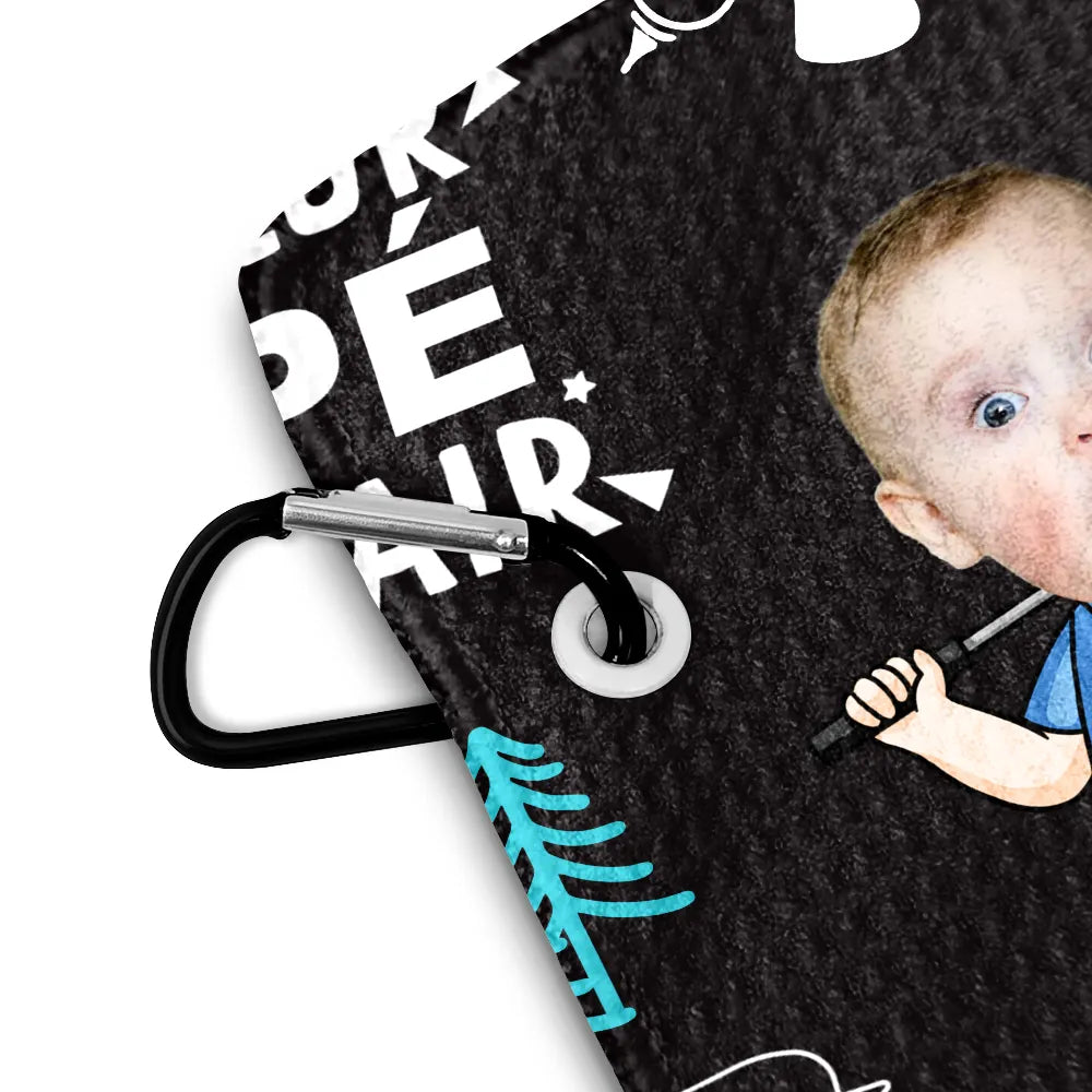 French,Gift For Father,Gift For Grandpa,Happy,Custom Photo,Non-Eng,Sport Dad - Photo Personnalisée Meilleur Papa Par Pair Petit Farceur - Serviette De Golf Personnalisée