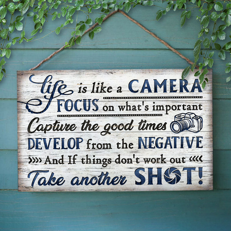 Photography Life Is Like A Camera Customized Wood Rectangle Sign