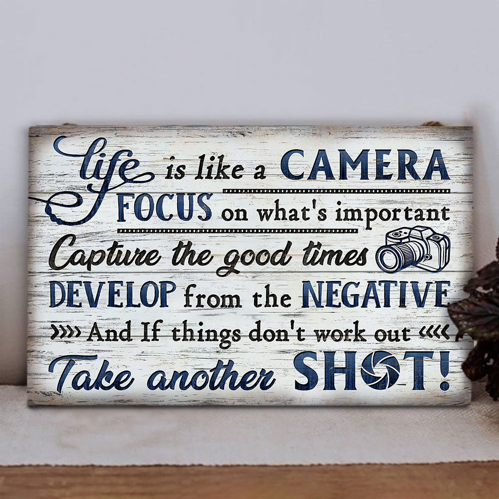 Photography Life Is Like A Camera Customized Wood Rectangle Sign