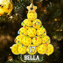 Gift For Yourself, Gift For Women, Gift For Men, Baseball, Basketball, Football, Golf, Happy, Christmas - Pickleball Christmas Tree - Personalized Custom Shaped Acrylic Ornament