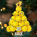 Gift For Yourself, Gift For Women, Gift For Men, Baseball, Basketball, Football, Golf, Happy, Christmas - Pickleball Christmas Tree - Personalized Custom Shaped Acrylic Ornament
