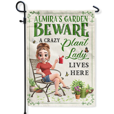 Plant Lady Lives Here - Personalized Flag