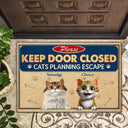 Pet Lovers,Funny - Please Keep Door Closed Dog Cat Escape Cute Realistic Pet - Personalized Doormat