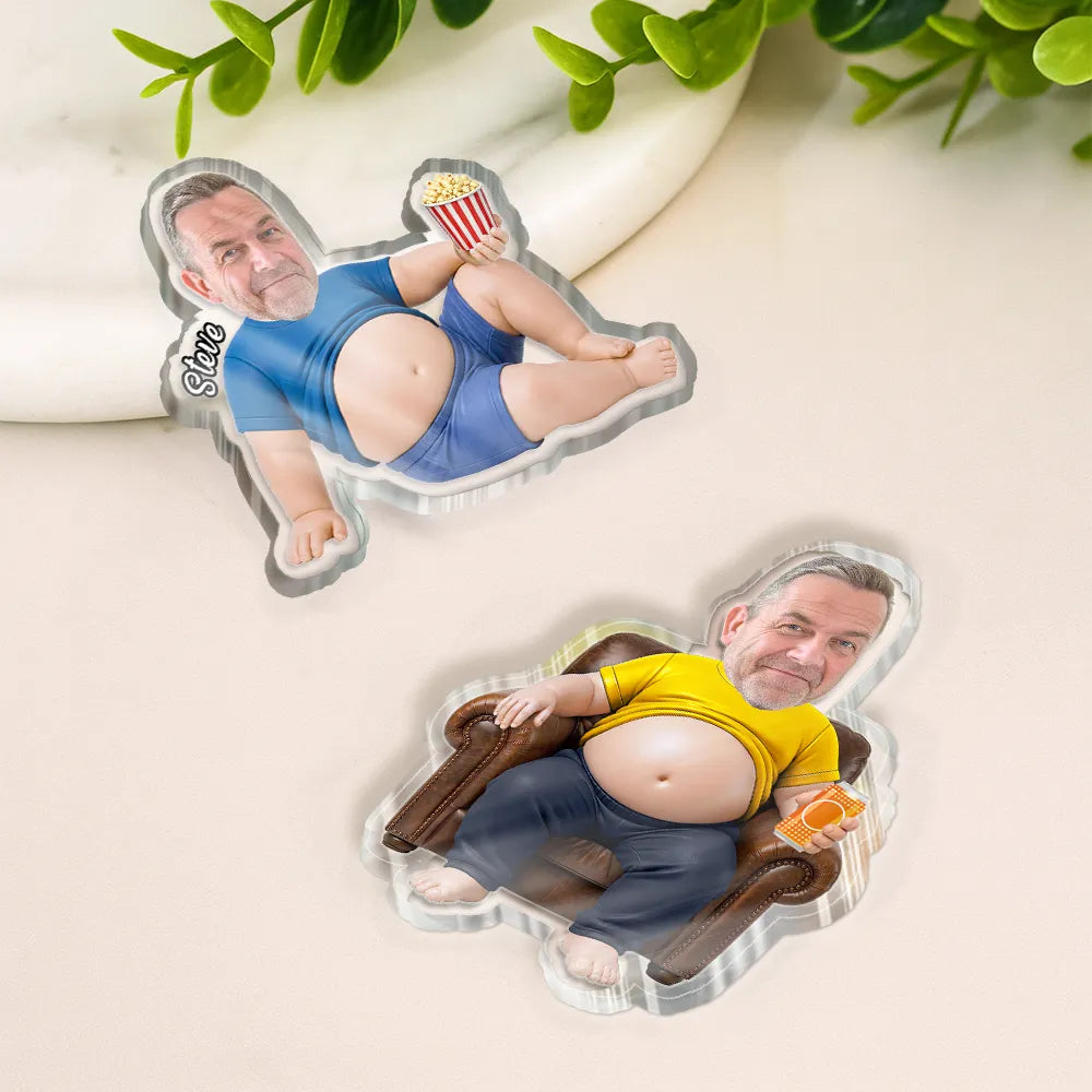 Gift For Father,Humorous,Vector - Poke Dad Bod Belly - Personalized Acrylic Magnet